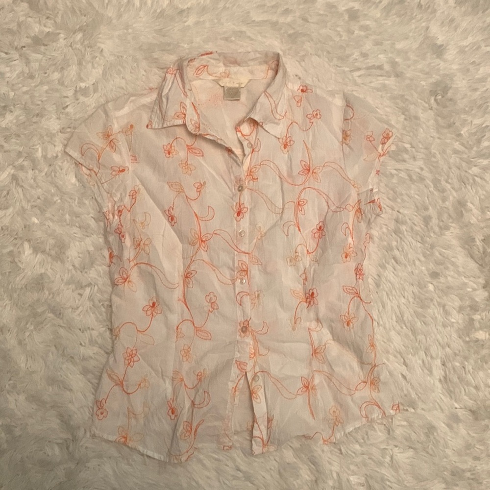 Fresh + Wear floral short sleeve button down blouse size M